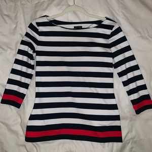 Ann Taylor: Blue, White, Red striped shirt